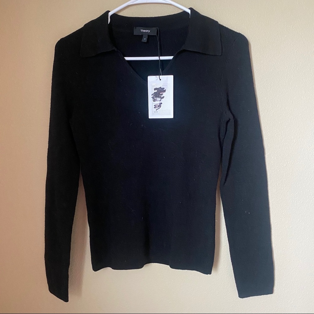 NWT Theory v-neck collard sweater size Small
